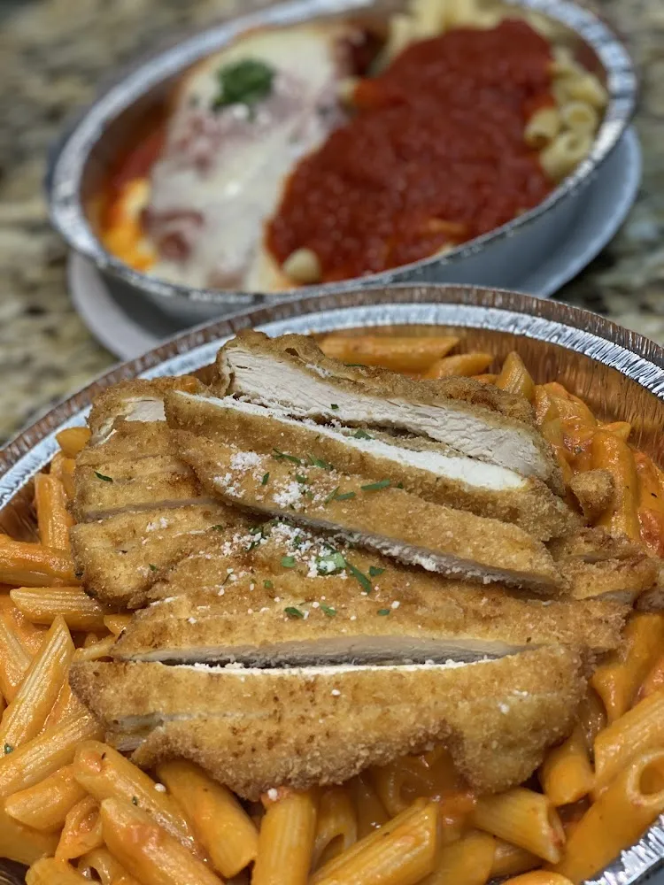 Penne Ala Vodka with Chicken Cutlet